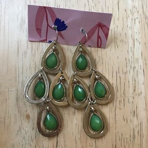 Green Dangle Boho Earrings